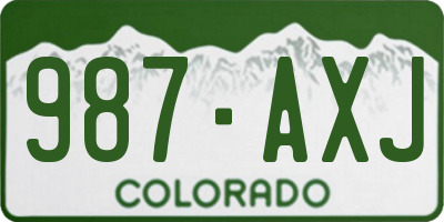 CO license plate 987AXJ