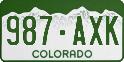 CO license plate 987AXK