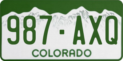 CO license plate 987AXQ