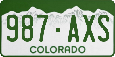 CO license plate 987AXS