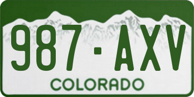 CO license plate 987AXV