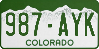 CO license plate 987AYK