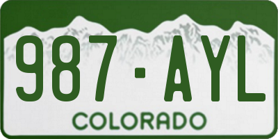 CO license plate 987AYL