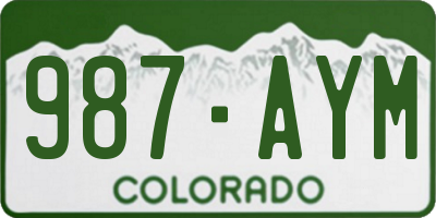 CO license plate 987AYM