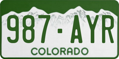 CO license plate 987AYR
