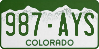 CO license plate 987AYS