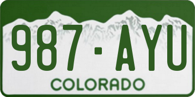 CO license plate 987AYU