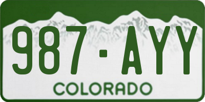 CO license plate 987AYY