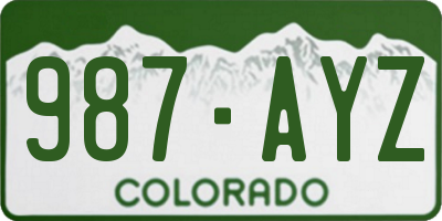 CO license plate 987AYZ
