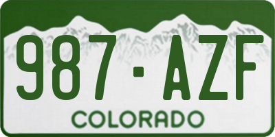 CO license plate 987AZF