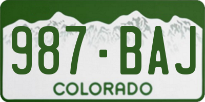 CO license plate 987BAJ