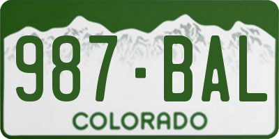 CO license plate 987BAL