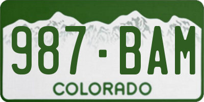 CO license plate 987BAM