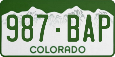CO license plate 987BAP