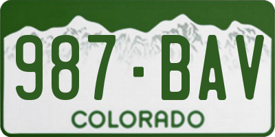 CO license plate 987BAV