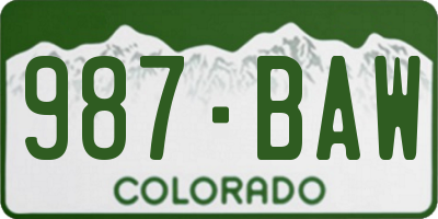 CO license plate 987BAW