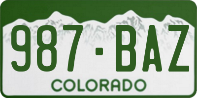 CO license plate 987BAZ