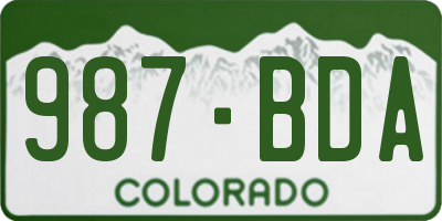CO license plate 987BDA