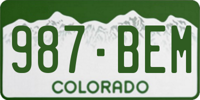 CO license plate 987BEM