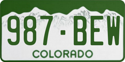 CO license plate 987BEW