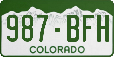 CO license plate 987BFH