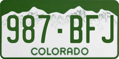 CO license plate 987BFJ