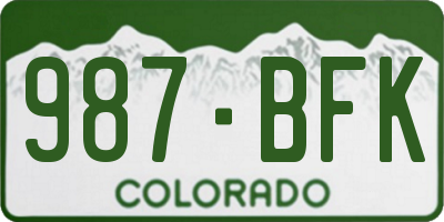 CO license plate 987BFK