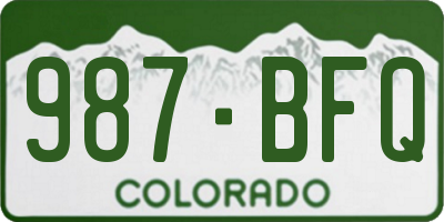 CO license plate 987BFQ