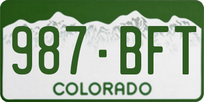 CO license plate 987BFT