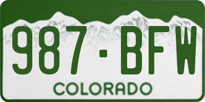 CO license plate 987BFW