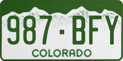 CO license plate 987BFY