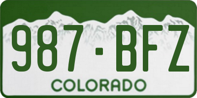 CO license plate 987BFZ