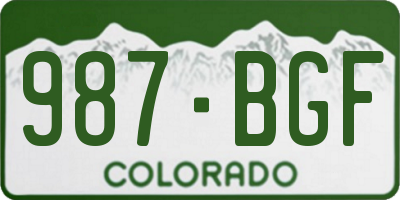 CO license plate 987BGF