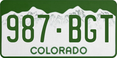 CO license plate 987BGT