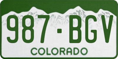 CO license plate 987BGV