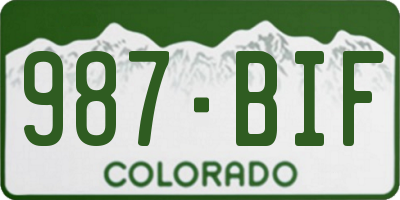 CO license plate 987BIF