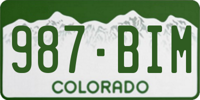 CO license plate 987BIM