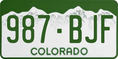 CO license plate 987BJF