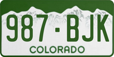 CO license plate 987BJK