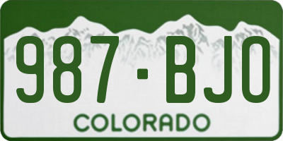 CO license plate 987BJO