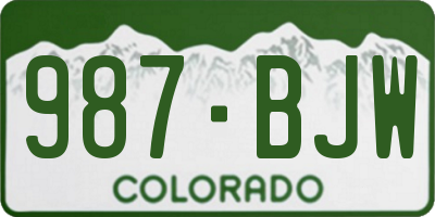 CO license plate 987BJW