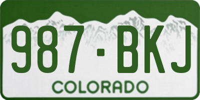 CO license plate 987BKJ
