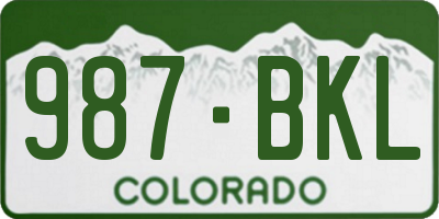CO license plate 987BKL