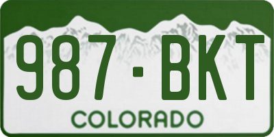 CO license plate 987BKT