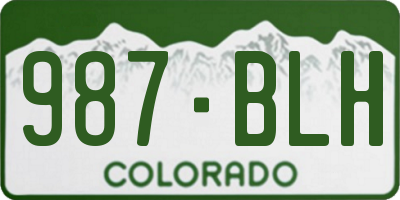 CO license plate 987BLH