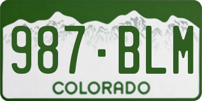 CO license plate 987BLM