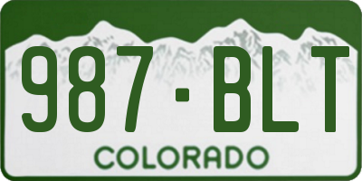 CO license plate 987BLT