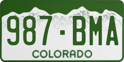 CO license plate 987BMA