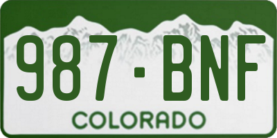 CO license plate 987BNF