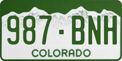 CO license plate 987BNH
